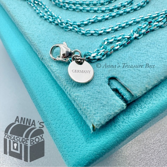 Tiffany & Co. 925 Silver Blue Enamel Sparkler Link 30" Necklace (box, pch, rbbn) - Picture 4 of 6